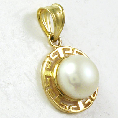 14k Yellow Gold Pendant Genuine Freshwater Pearl p430