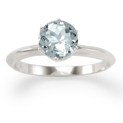 14k Knife-edge Aquamarine Solitaire Ring R1059
