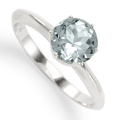 knife-edge Aquamarine Engagement Ring in 18k R1060