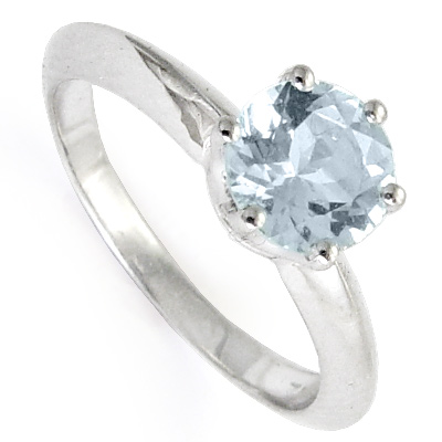 Six-Prong Knife Edge Aquamarine Ring 14k R1073