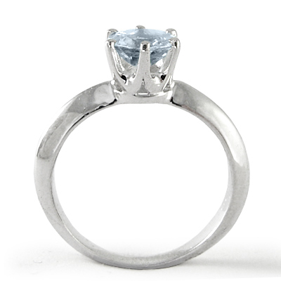 Six-Prong Knife Edge Aquamarine Ring 14k R1073