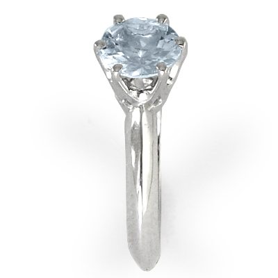 Six-Prong Knife Edge Aquamarine Ring 14k R1073