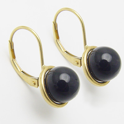 14k Gold Onyx Earrings 7mm E841