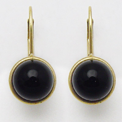 14k Gold Onyx Earrings 7mm E841