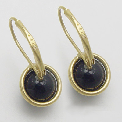 14k Gold Onyx Earrings 7mm E841