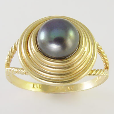 10k Love Knot Pearl Ring R1076