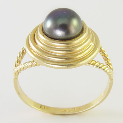 10k Love Knot Pearl Ring R1076