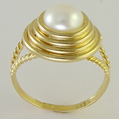 white Pearl Love Knot Ring 10k gold R1078 white Pearl Love Knot Ring 10k gold R1078