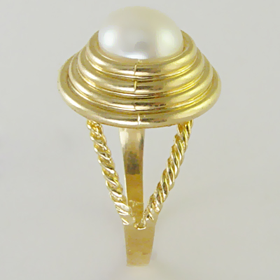 white Pearl Love Knot Ring 10k gold R1078 white Pearl Love Knot Ring 10k gold R1078