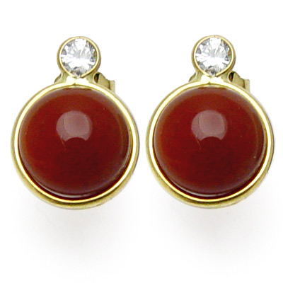 14k Gold Red Onyx With CZ Studs e843