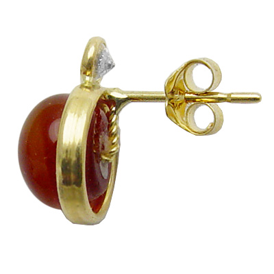 14k Gold Red Onyx With CZ Studs e843