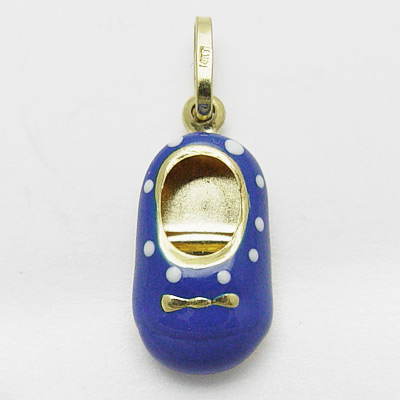 14k Gold Blue Slipper Pendant P461