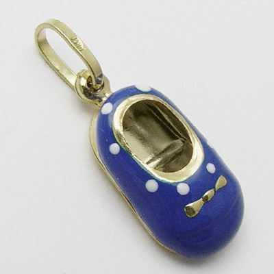 14k Gold Blue Slipper Pendant P461