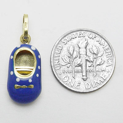 14k Gold Blue Slipper Pendant P461