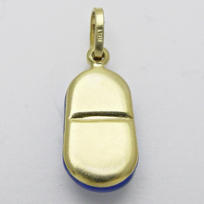 14k Gold Blue Slipper Pendant P461