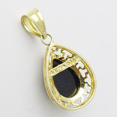 14k Gold Pear Cut Onyx Pendant P462