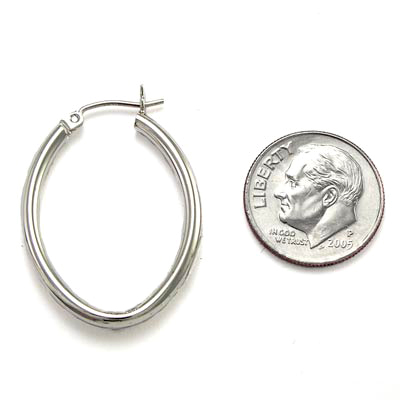 14k White Gold Hoop Earrings E915