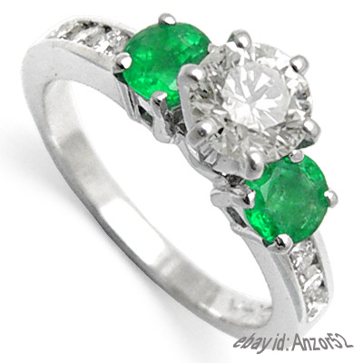 14k Gold Emerald Diamond Ring R1080