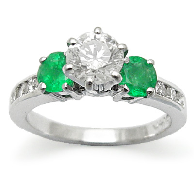 14k Gold Emerald Diamond Ring R1080
