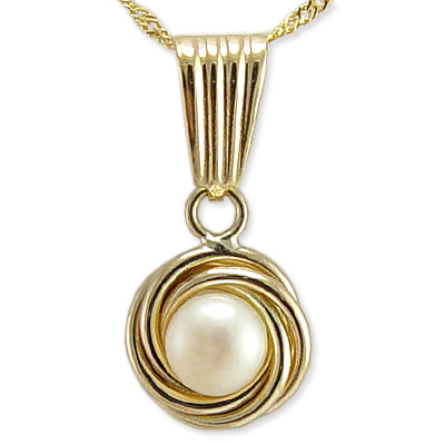 14k Gold White Pearl Charm P464