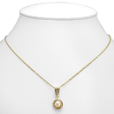 14k Gold White Pearl Charm P464