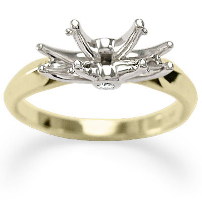 14k Two-Tone Gold Diamonds Engagement Setting Ring R1100