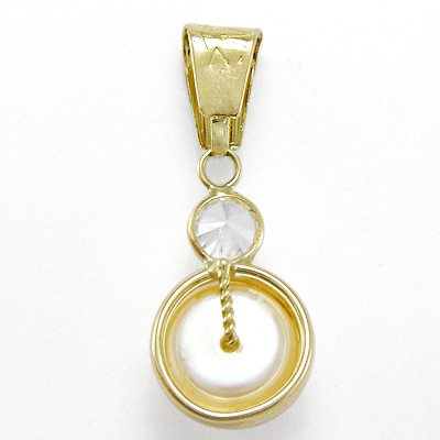 14k Gold Pink Pearl Pendant P466