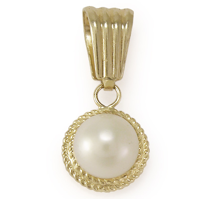 14k Gold White Pearl Pendant P465