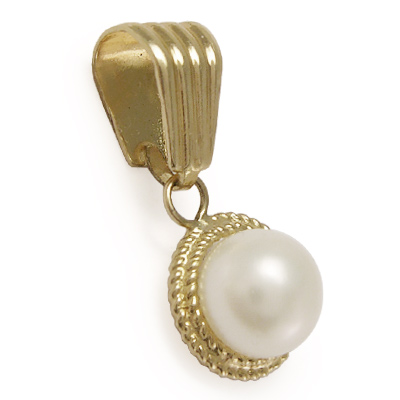 14k Gold White Pearl Pendant P465