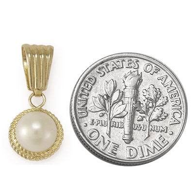 14k Gold White Pearl Pendant P465