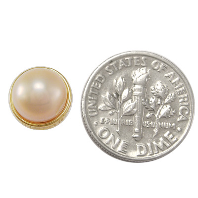 14K Gold Genuine Pink Pearl Earrings 8MM E858