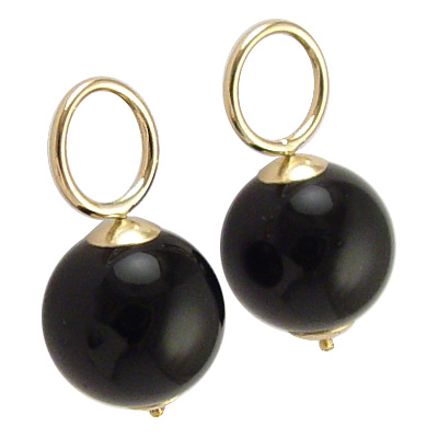 14k Solid Yellow Gold Onyx Charms E861