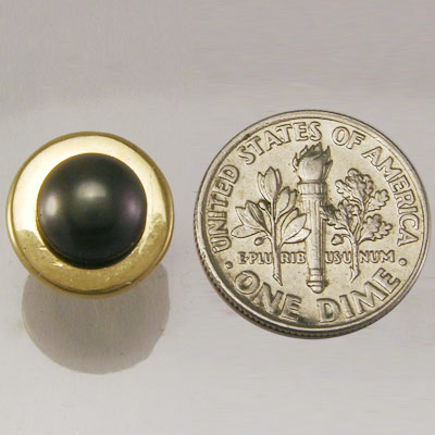 14k Gold Genuine Black Pearl Stud Earrings E864