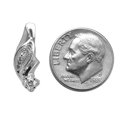 Sterlling Silver Diamond Earrings Russian Jewelry E866