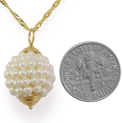 14k Gold Pearl Pendant Necklace P468