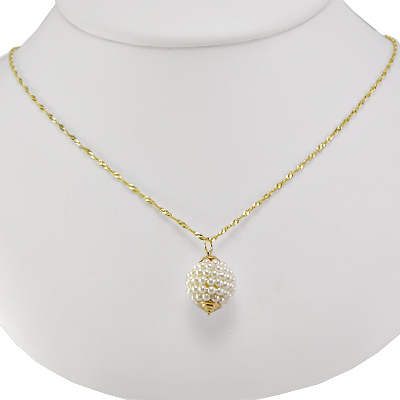 14k Gold Pearl Pendant Necklace P468