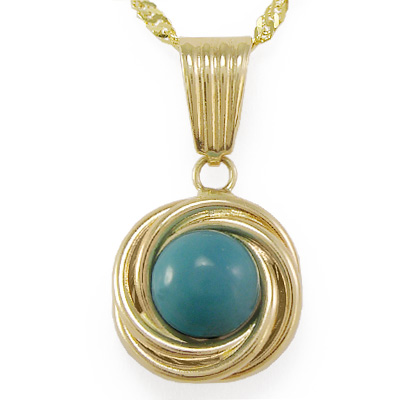 14k Gold Genuine Turquoise Pendant P469