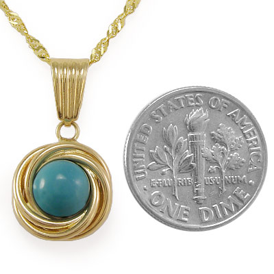 14k Gold Genuine Turquoise Pendant P469
