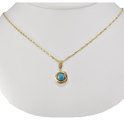 14k Gold Genuine Turquoise Pendant P469