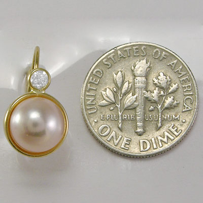 14k Gold 8mm Pearl Earrings with CZ E868