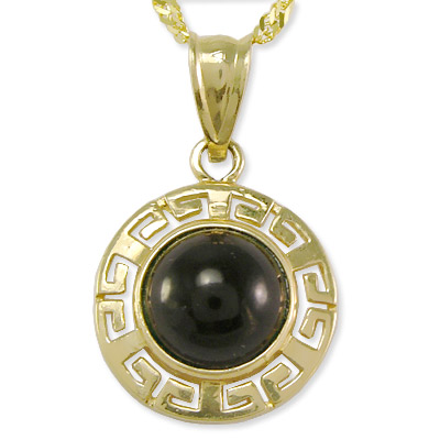 14k Yellow Gold Black Onyx Necklace Pendant P471