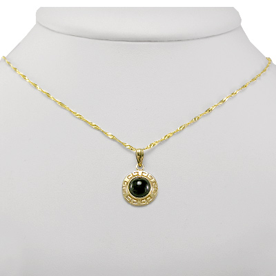14k Yellow Gold Black Onyx Necklace Pendant P471