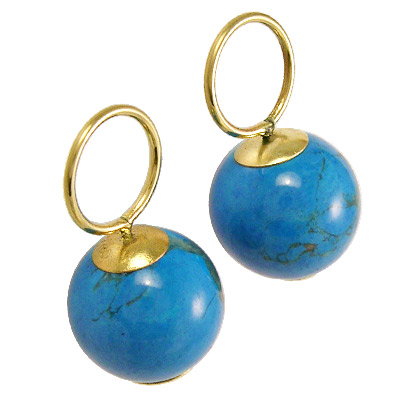 14k Gold Turquoise Charms 10mm E872
