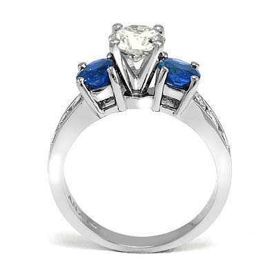 14k Gold Blue Sapphire White Sapphire Diamond Ring R1105