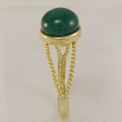 14k Gold Round Green Onyx Ring R1106