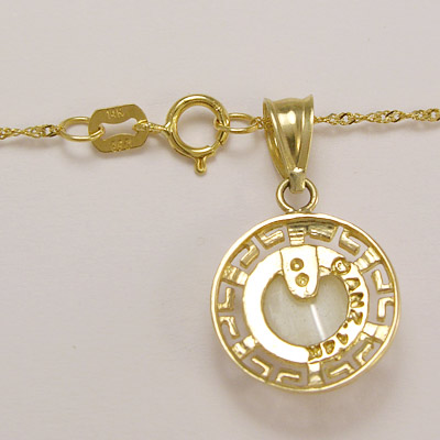 14k Yellow Gold Mother of Pearl Pendant Necklace P482