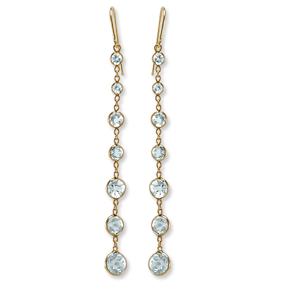 14k Gold Aquamarine Dangling Earrings E882