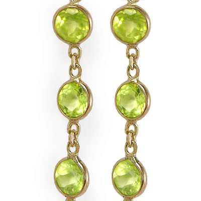 14k solid Gold Dangling Peridot Earrings #E871