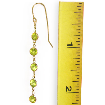 14k solid Gold Dangling Peridot Earrings #E871