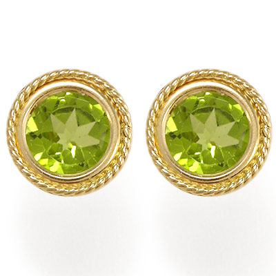 14k Gold Fancy Peridot Stud Earrings E881